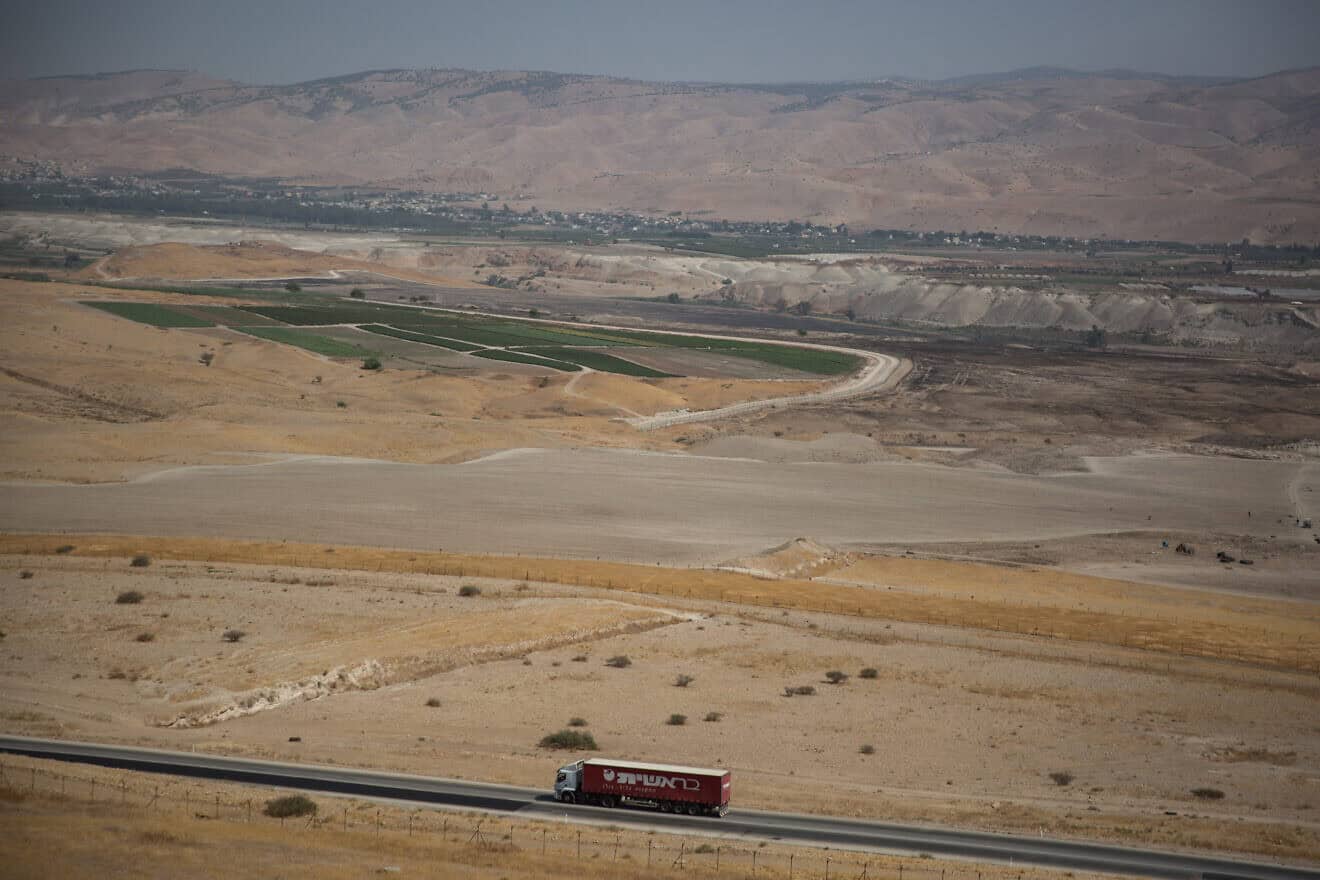 A view of Route 90 in the Jordan Valley from the town of Shadmot Mehola, Oct. 8, 2017. Photo by Hadas Parush/Flash90.
