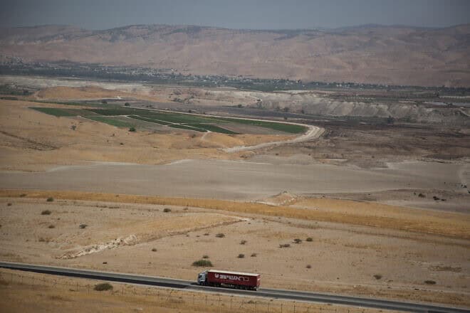 A view of Route 90 in the Jordan Valley from the town of Shadmot Mehola, Oct. 8, 2017. Photo by Hadas Parush/Flash90.