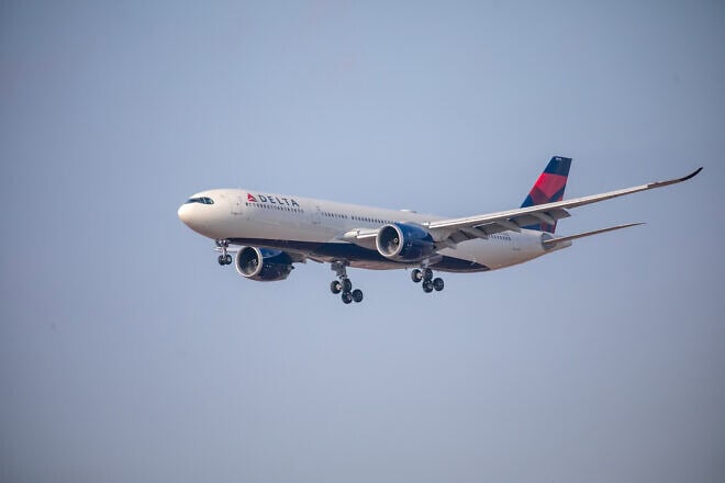 A Delta Air Lines flight takes off from Ben-Gurion International Airport near Tel Aviv, Oct. 25, 2021. Photo by Yossi Aloni/Flash90.
