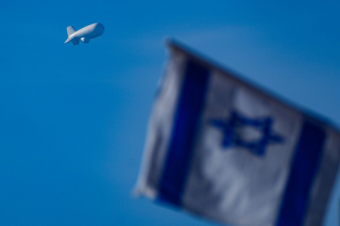 The Israeli military "Sky Dew" detection and warning system seen near the Israeli border with Lebanon, Jan. 6, 2024. Photo by Ayal Margolin/Flash90.