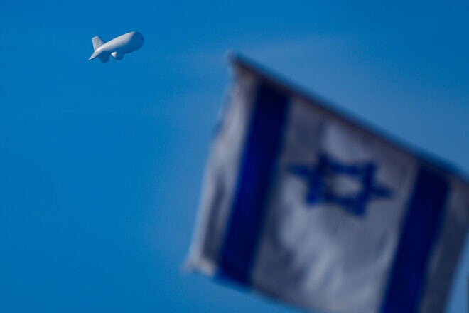 The Israeli military "Sky Dew" detection and warning system seen near the Israeli border with Lebanon, Jan. 6, 2024. Photo by Ayal Margolin/Flash90.