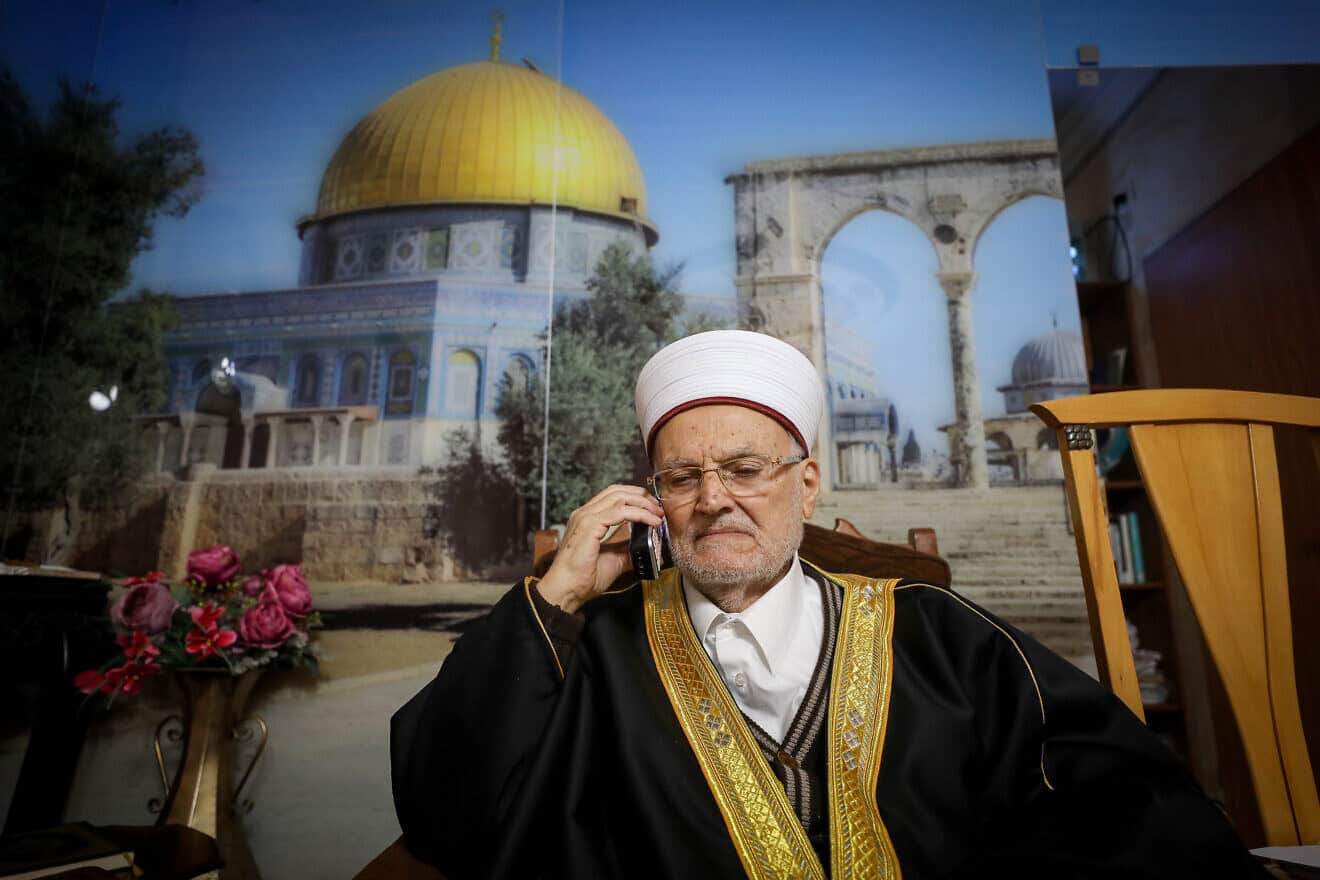 Former Palestinian Authority Mufti Ekrima Sabri at his home in Jerusalem, Feb. 22, 2024. Photo by Jamal Awad/Flash90.