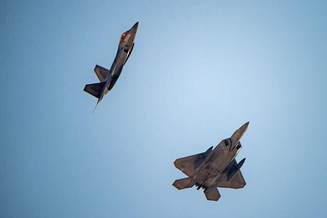 U.S. Air Force F-22 Raptor fighter jets. Credit: U.S. Central Command/X.