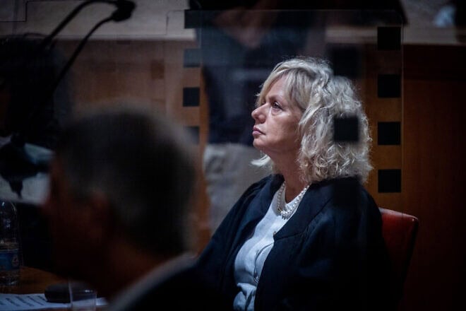 Attorney General Gali Baharav-Miara at a ceremony held for outgoing Supreme Court Justice George Karra, at the court in Jerusalem on May 29, 2022. Photo by Yonatan Sindel/Flash90.