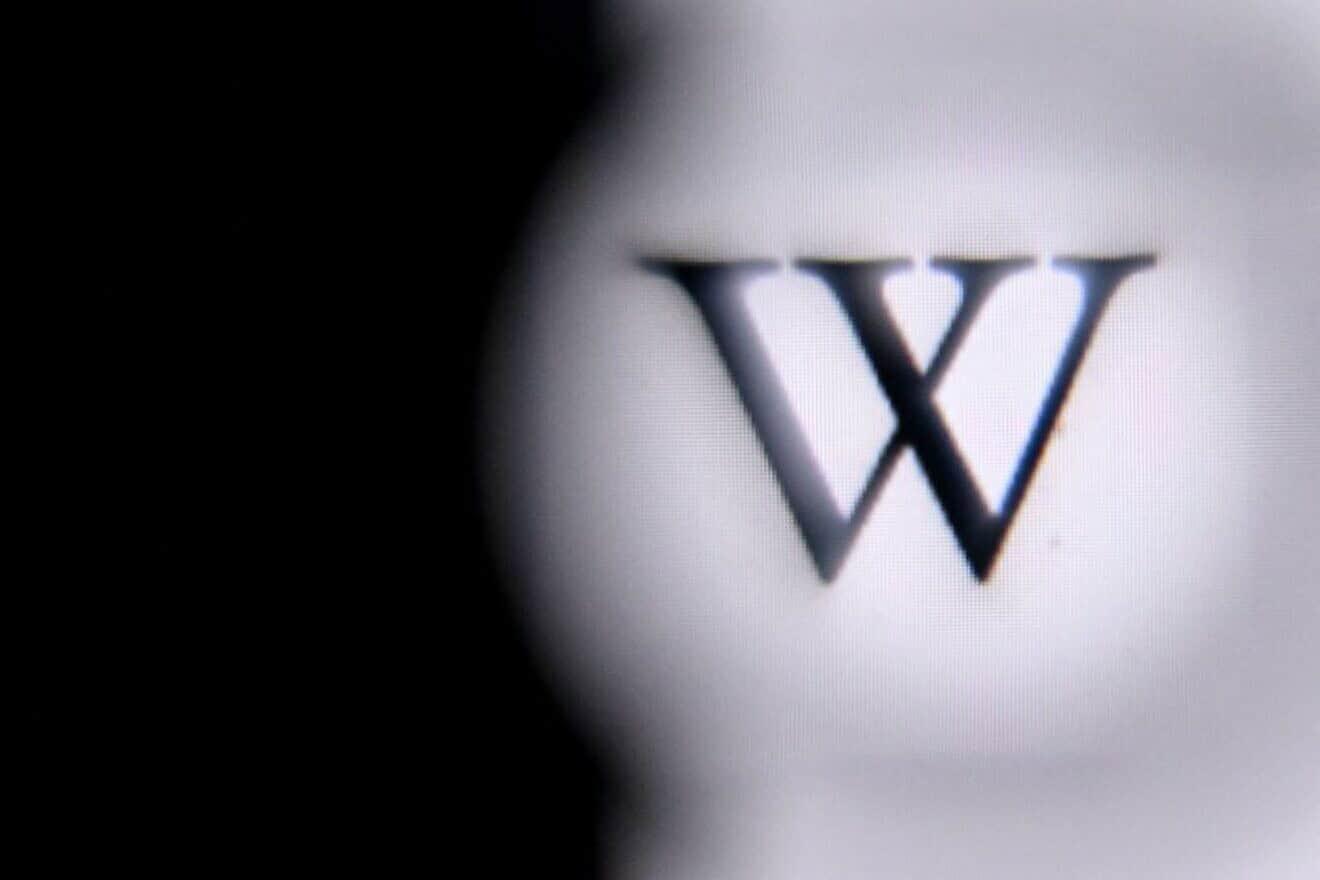 The Wikipedia logo on a tablet screen. Photo by Kirill Kudryatsev/AFP via Getty Images.