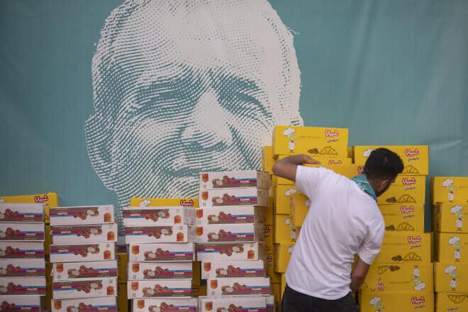 Supporters of  reformist Iranian presidential candidate Masoud Pezeshkian attend a campaign rally in Tehran, Iran, July 3, 2024. Photo by Majid Saeedi/Getty Images.