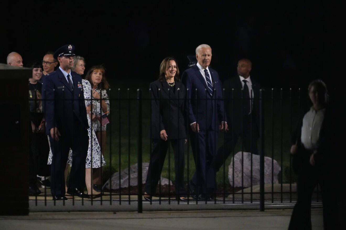 U.S. President Joe Biden and Democratic presidential candidate Vice President Kamala Harris at Joint Base Andrews on Aug. 1, 2024. Photo by Andrew Harnik/Getty Images.