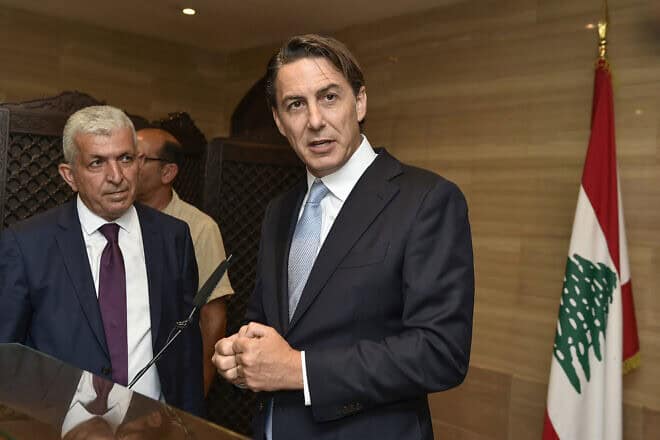 U.S. special envoy Amos Hochstein delivers a statement after his meeting with Lebanon's Parliament Speaker Nabih Berri (not pictured) in Beirut on Aug. 14, 2024. Photo by AFP via Getty Images.