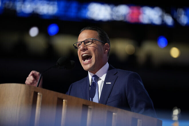 Pennsylvania Gov. Josh Shapiro speaks on stage during the third day of the Democratic National Convention at the United Center on Aug. 21, 2024 in Chicago, Illinois. Photo by Andrew Harnik/Getty Images.