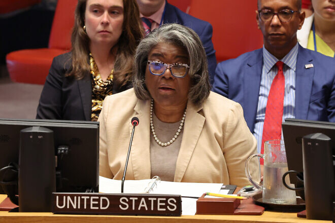 Linda Thomas-Greenfield, U.S. ambassador to the United Nations, speaks during a U.N. Security Council meeting on situation in the Middle East at U.N. headquarters on Aug. 22, 2024 in New York City. Photo by Michael M. Santiago/Getty Images.