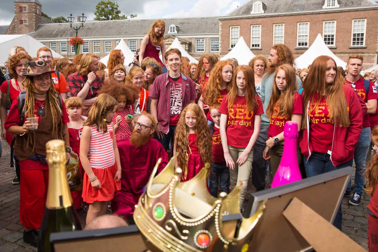 Redheads gather for "Redhead Days" in Breda, The Netherlands, on Sept. 4, 2016. The 11th annual festival welcomed more than1,800 redheaded guests, their family and friends from around the globe. Photo by Brian Dowling/Getty Images.