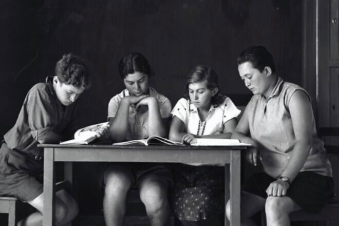 Kids in class doing their homework in Ben Shemen in central Israel, 1938. Credit: Joseph Schweig, KKL-JNF.