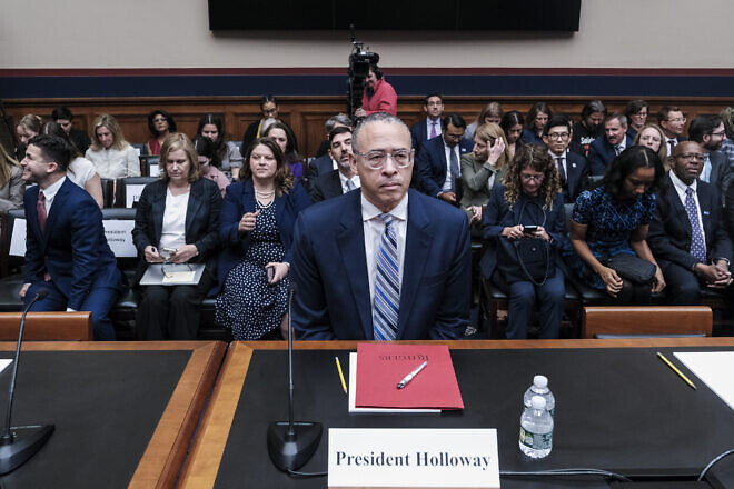 Jonathan Holloway, president of Rutgers University, testifies at a House Committee on Education and the Workforce hearing on Capitol Hill in Washington headlined "Calling for Accountability: Stopping Antisemitic College Chaos," May 23, 2024. Photo by Michael A. McCoy/Getty Images.