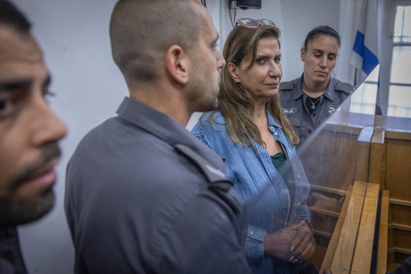 Professor Nadera Shalhoub-Kevorkian, who was arrested on suspicion of incitement, arrives for a hearing at the Jerusalem Magistrate's Court, April 19, 2024. Photo by Chaim Goldberg/Flash90.