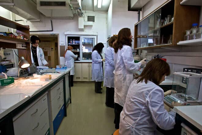 Researchers at the Weizmann Institute of Science in Rehovot, Jan. 5, 2011, Photo by Doron Horowitz/Flash90.