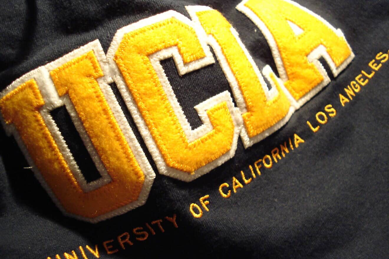 A hooded sweatshirt with the logo of the University of California, Los Angeles. Credit: Alton via Wikimedia Commons.