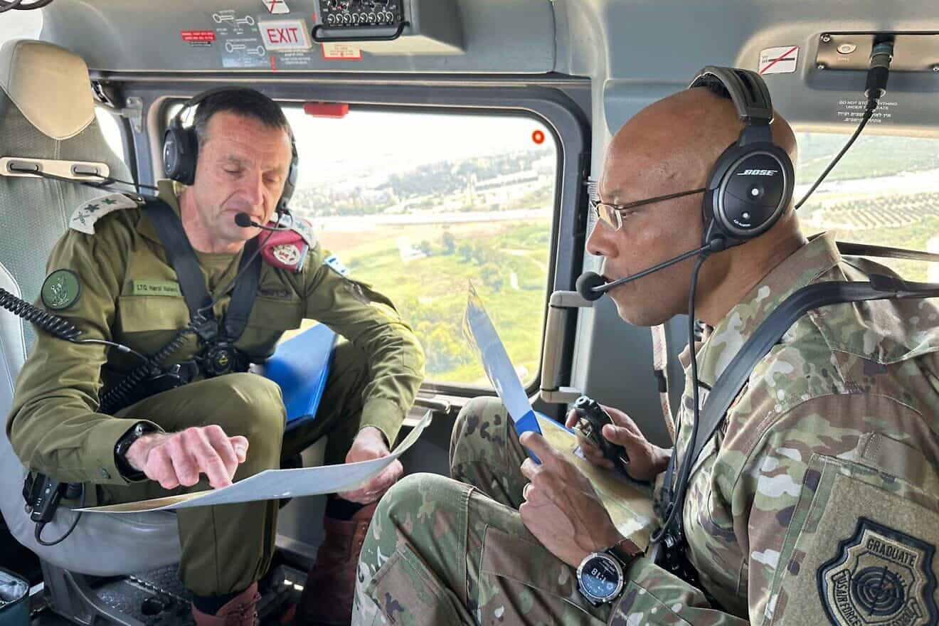 IDF Chief of Staff Lt. Gen. Herzi Halevi (left) and Chairman of the Joint Chiefs of Staff, Gen. Charles Q. Brown during a visit to the Israeli military's Northern Command on Aug. 26, 2024. Credit: IDF.