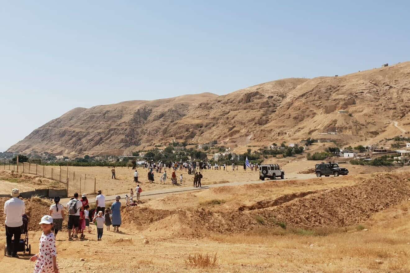 Locals and visitors attend a communal event in Mevo'ot Yericho on Dec. 21, 2022. Credit: Courtesy of the village of Mevo'ot Yericho.