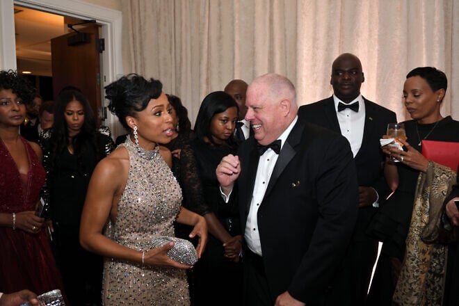 Maryland Gov. Lawrence Hogan attends county executive-elect Angela Alsobrooks's inaugural gala in Oxon Hill, Md., on Dec. 1, 2018. Credit: Maryland governor's office.