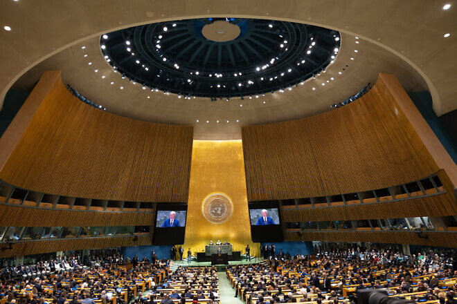 U.S. President Joe Biden addresses world leaders during the U.N. General Assembly at the headquarters of the United Nations in New York City on Sept. 24, 2024. Credit: Chuck Kennedy/U.S. State Department.