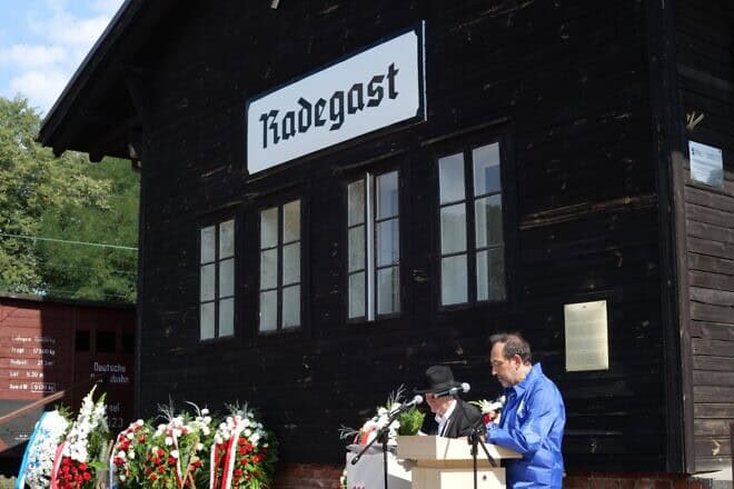 Some 500 participants, including Polish officials and ambassadors from 12 countries, marked 80 years since the liquidation of the Lodz Ghetto as part of a march and ceremony in central Poland on Aug. 29, 2024. Credit: TSKZ.