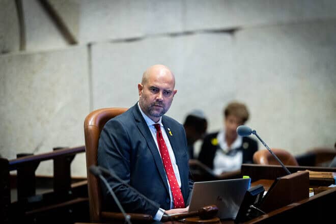 Knesset Speaker Amir Ohana attends a plenum session in Jerusalem on Aug. 14, 2024. Photo by Chaim Goldberg/Flash90.