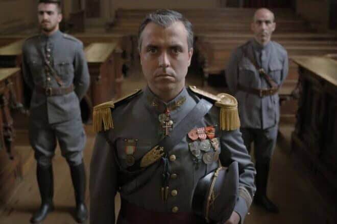 An actor portrays Portuguese army captain, Arthur Carlos Barros Basto, in the 2019 film "Sefarad." Courtesy.