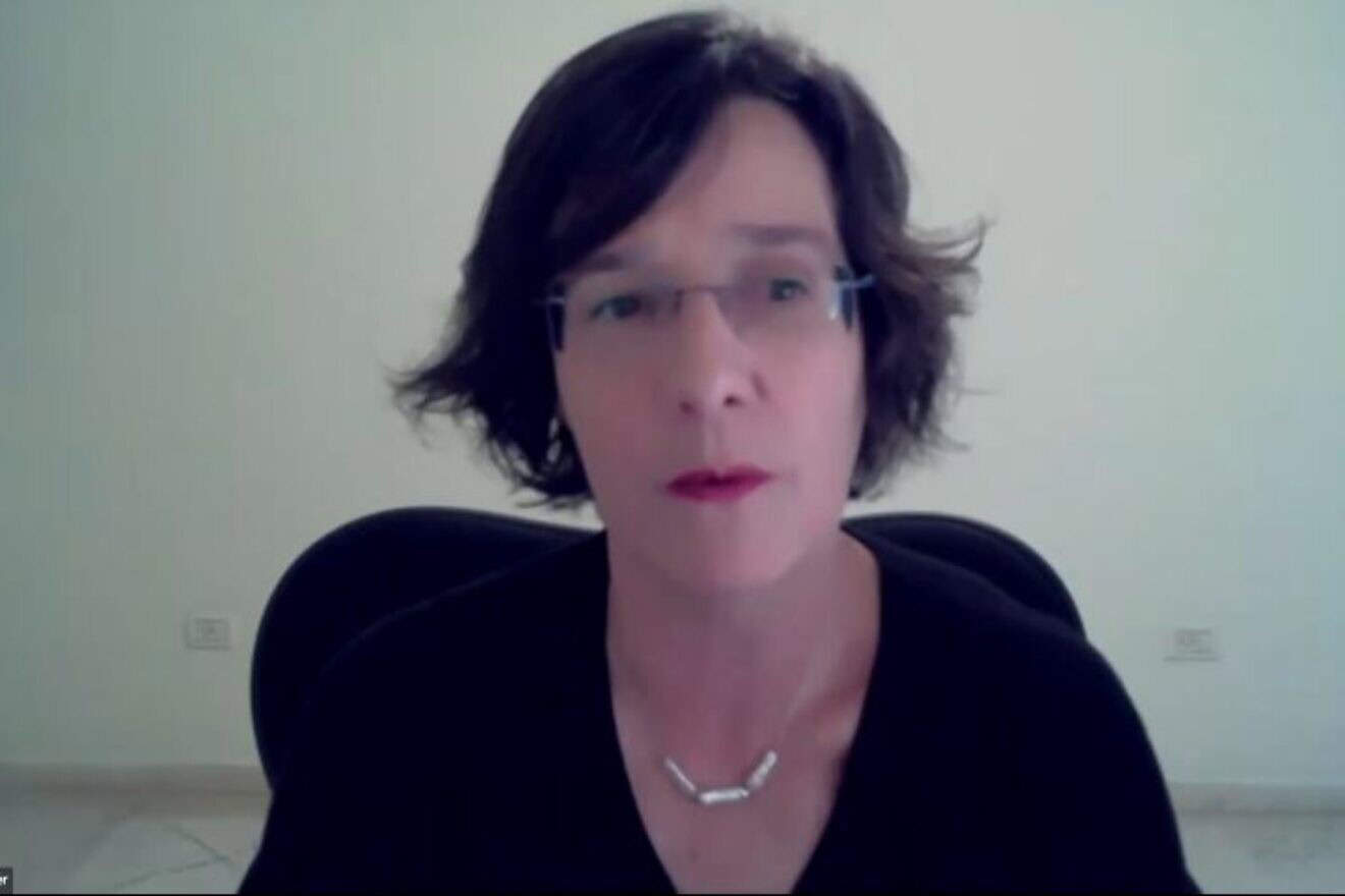 Daphna Hacker, chairwoman of the Israel Women's Network, during a March 1, 2024 webinar. Source: YouTube.