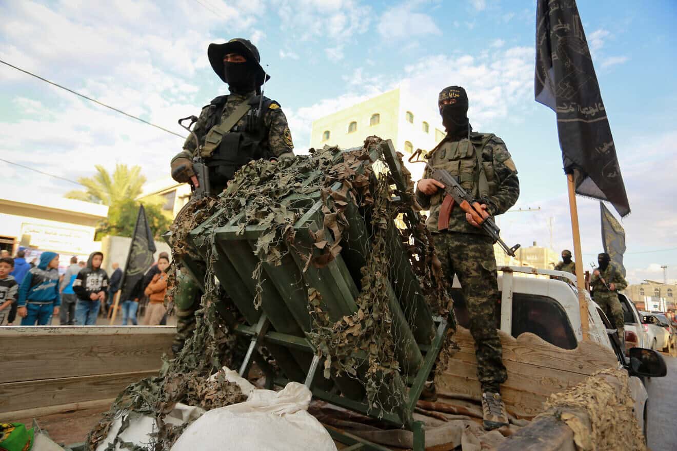 Members of the Al-Quds Brigades of the Islamic Jihad during a military march in the town of Rafah in the southern Gaza Strip, on Nov. 15, 2018. Photo by Abed Rahim Khatib/ Flash90.
