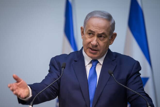 Prime Minister Benjamin Netanyahu delivers an address to the nation from Jerusalem regarding Hezbollah, the targeted killing of its leader Hassan Nasrallah and the situation on the Lebanese border, Sept. 28, 2024. Photo by Yonatan Sindel/Flash90.