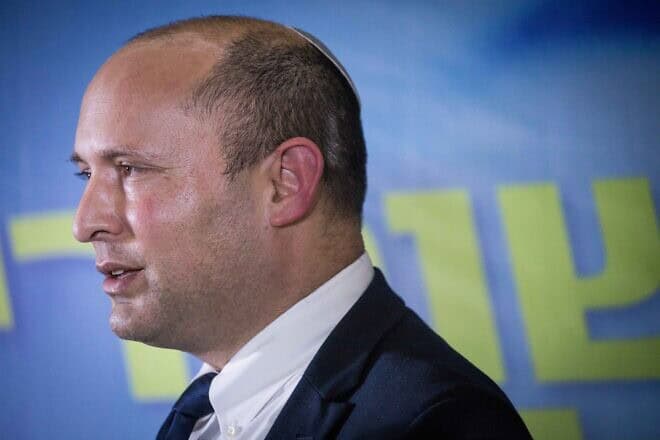 Then-Defense Minister Naftali Bennett holds a press conference in Jerusalem, May 14, 2020. Photo by Yonatan Sindel/Flash90.