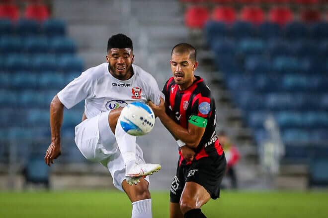 Hapoel Katamon against Bnei Sakhnin F.C. during Liga Leumit match at Teddy Stadium in Jerusalem on June 29, 2020. Photo by Flash90.