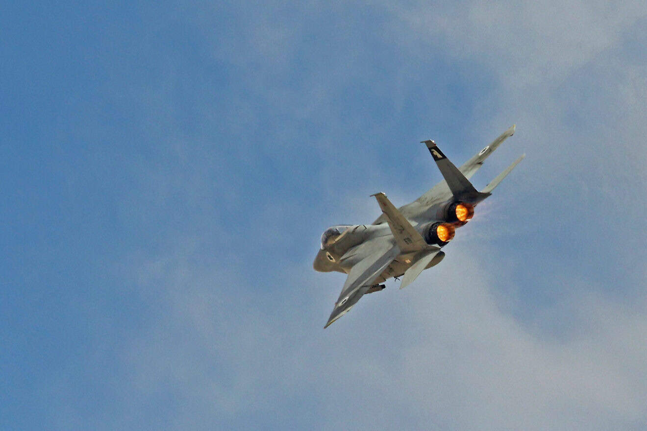 An Israeli Air Force F-15 fighter jet during a drill, Nov. 12, 2017. Photo by Ofer Zidon/Flash90.
