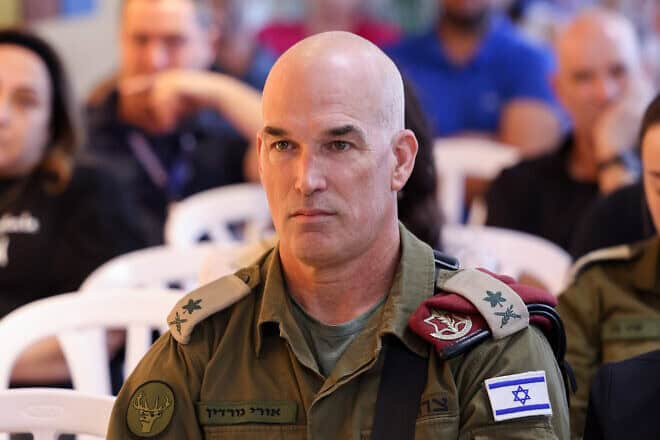 IDF Northern Command head Maj. Gen. Ori Gordin attends the inauguration of a new intensive care unit at Ziv Medical Center in Safed, Oct. 31, 2023. Photo by David Cohen/Flash90.