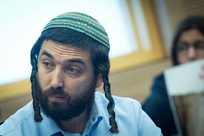 Israeli lawmaker Zvi Sukkot (Religious Zionism Party) attends a committee meeting at the Israeli parliament in Jerusalem, Feb. 19, 2024. Photo by Yonatan Sindel/Flash90.