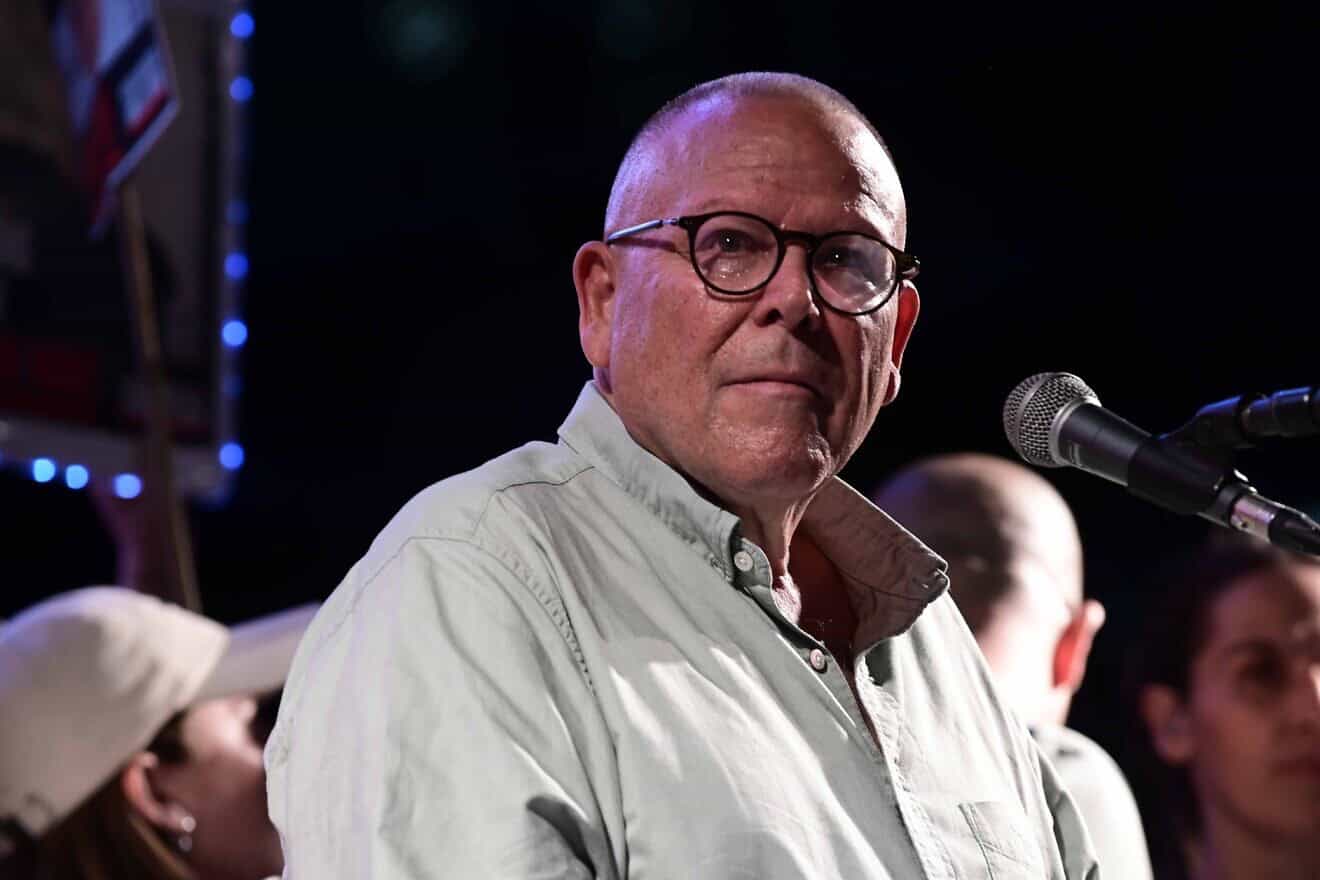 Histadrut labor federation head Arnon Bar-David attends a rally outside the Defense Ministry in Tel Aviv calling for the release of Israelis held by Hamas in Gaza, Sept. 1, 2024. Photo by Tomer Neuberg/Flash90.