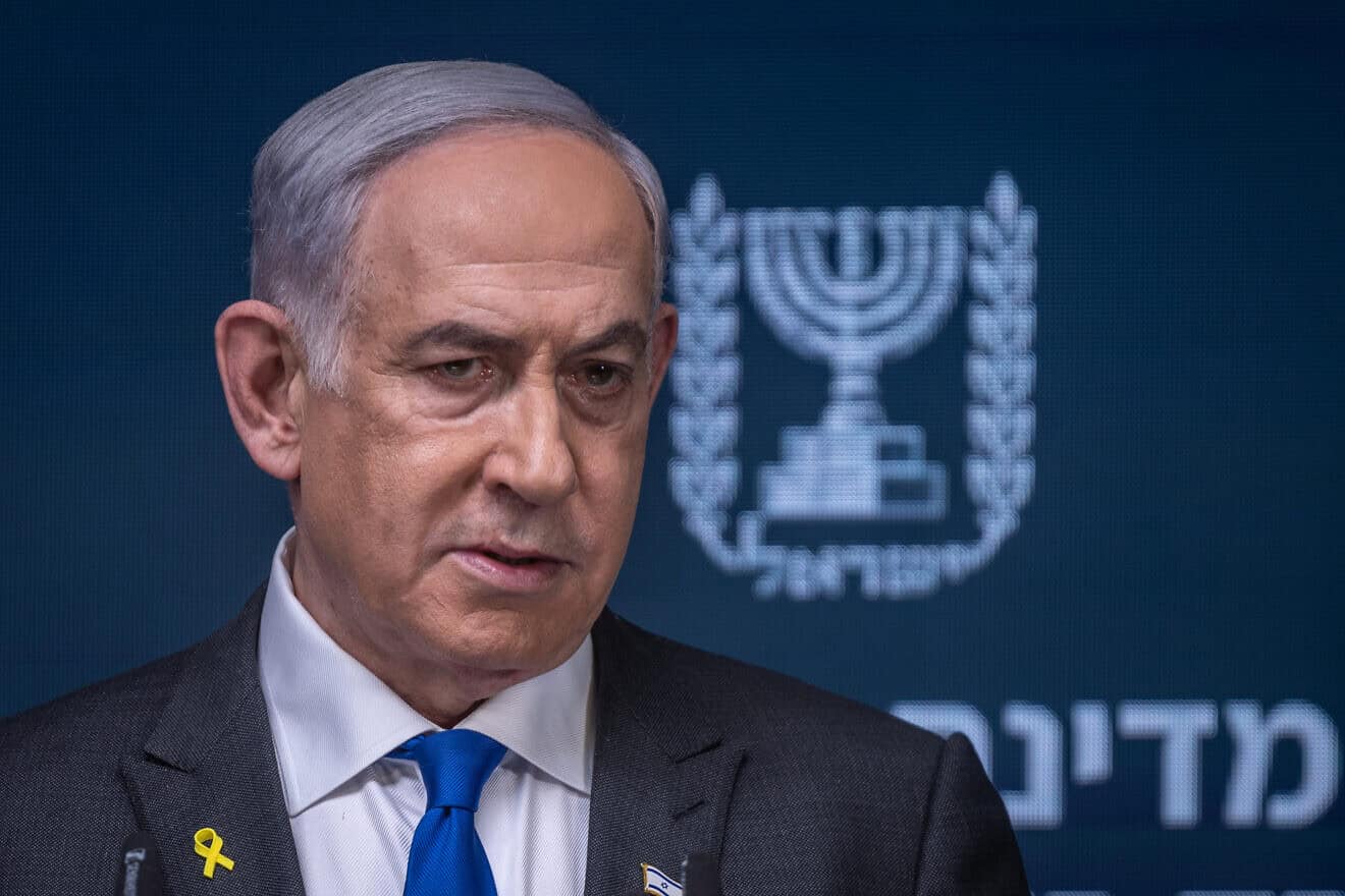 Israeli Prime Minister Benjamin Netanyahu speaks during a press conference in Jerusalem on Sept. 2, 2024. Photo by Chaim Goldberg/Flash90.