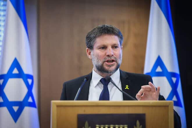 Israeli Minister of Finance Bezalel Smotrich presents his 2025 state budget plan at a press conference at the Ministry of Finance in Jerusalem, Sept. 3, 2024. Photo by Chaim Goldberg/Flash90.