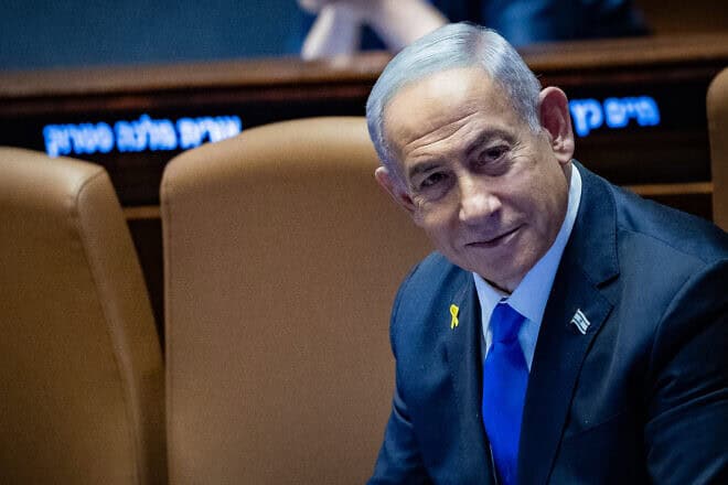 Prime Minister Benjamin Netanyahu in the Knesset plenum hall in Jerusalem, Sept. 30, 2024. Photo by Yonatan Sindel/Flash90.