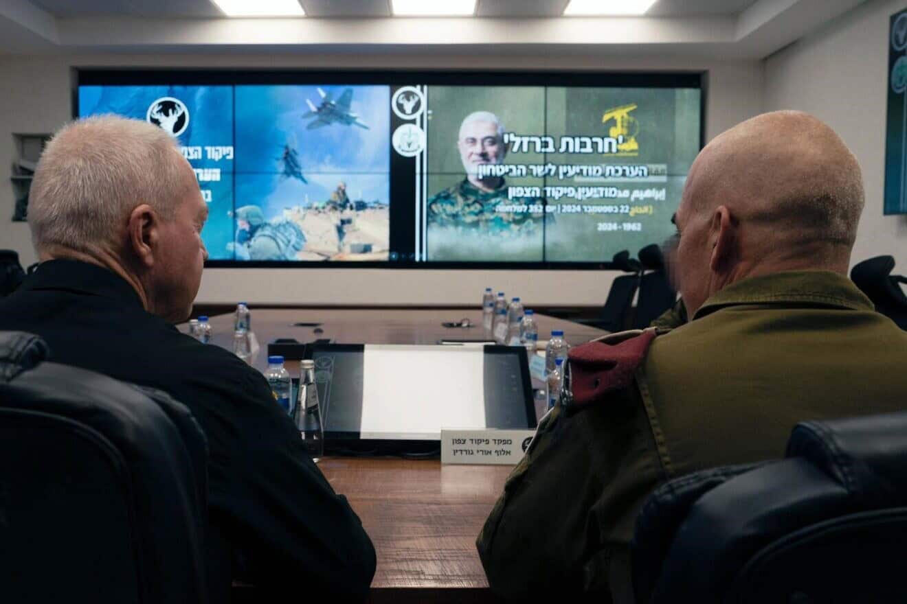 Israeli Defense Minister Yoav Gallant holds an operational situation assessment at the IDF’s Northern Command headquarters in Safed, Sept. 22, 2024. Photo by Ariel Hermoni/Defense Ministry.