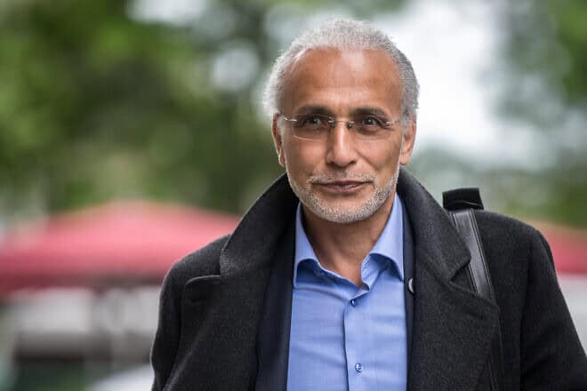 Swiss-born Islamic scholar Tariq Ramadan arrives at a Geneva courthouse, May 29, 2024. Photo by Fabrice Coffrini/AFP via Getty Images.