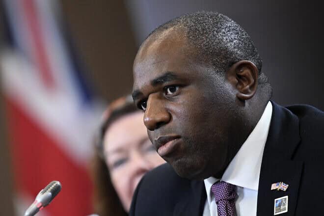 U.K. Foreign Secretary David Lammy speaks during a meeting with U.S. Secretary of State Antony Blinken on the sidelines of a NATO summit, July 10, 2024. Photo by Drew Angerer/AFP via Getty Images.