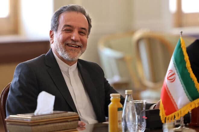 Iran's new foreign minister, Abbas Araghchi, during a meeting with his Qatari counterpart in Tehran, Aug. 26, 2024. Photo by Atta Kenare/AFP via Getty Images.