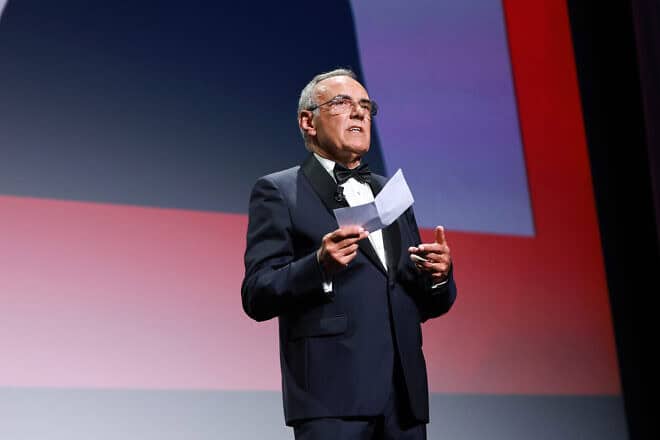 Director of the Festival Alberto Barbera speaks onstage at the Cartier Glory to the Filmmaker award during the 81st Venice International Film Festival on Sept. 02, 2024 in Venice, Italy. Photo by Matt Winkelmeyer/Getty Images.
