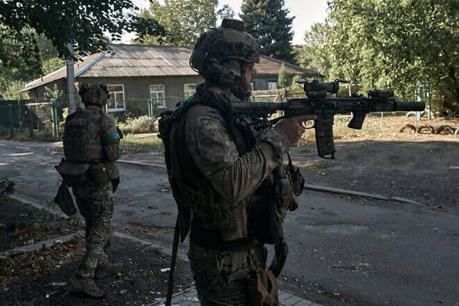 Soldiers, FPV drone pilots of the "Medoid" special unit during a one-day mission to destroy the composition and personnel of the Russians who were advancing on the city of Myrnograd, near Pokrovsk on Sept. 20, 2024 in Pokrovsk Region, Ukraine. Photo by Vlada Liberova/Libkos/Getty Images.