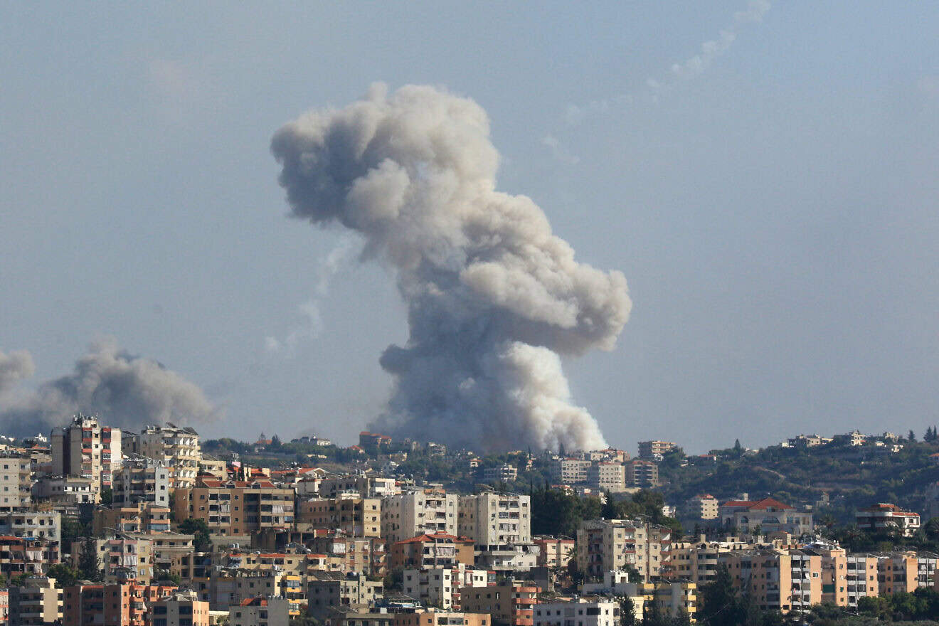 Smoke billows from a site targeted by Israeli shelling in the southern Lebanese village of Zaita on Sept. 23, 2024. Photo by Mahmoud Zayyat/AFP via Getty Images.