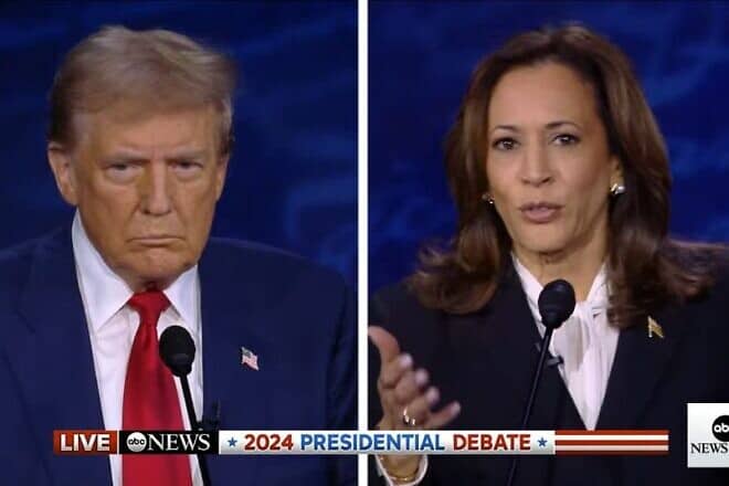 Presidential candidates Donald Trump and Kamala Harris face off in an "ABC News" debate, Sept. 10, 2024. Source: YouTube.