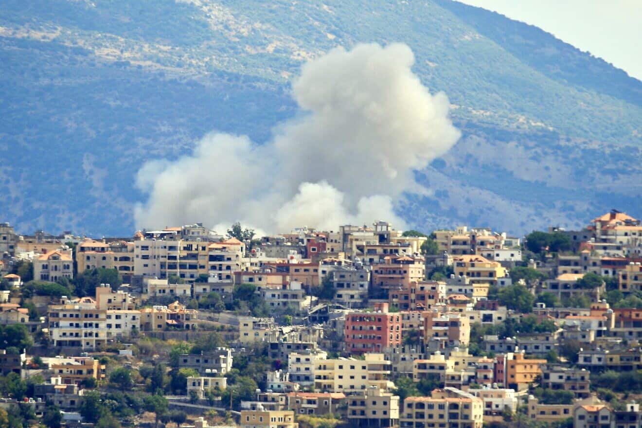 Smoke billows from the site of an Israeli airstrike in the Southern Lebanon village of Khiam, near the border with northern Israel, on Sept. 19, 2024. Photo by AFP via Getty Images.