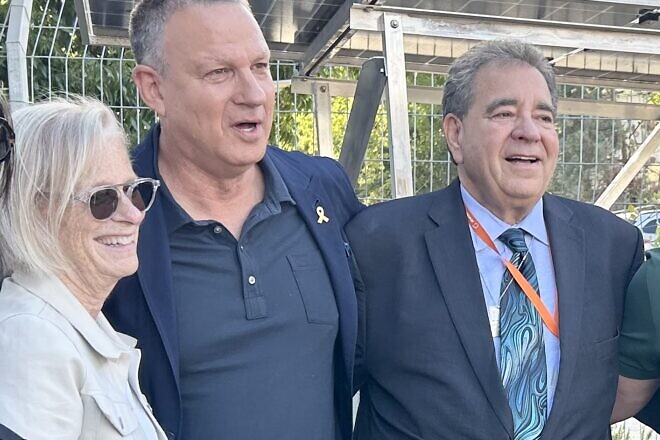 From left: Deb Zaluda, a national board member of the Jewish National Fund-USA; Erel Margalit, founder and chairman of JVP and Margalit Startup City; and Russel Robinson, CEO of the Jewish National Fund-USA, at the opening of the Climate Tech Innovation Center, Sept. 15, 2024. Photo by Judy Lash Balint.