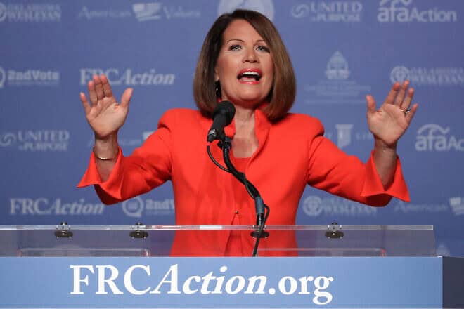 Former Rep. Michele Bachmann addresses the Values Voter Summit at the Omni Shoreham in Washington on Sept. 9, 2016. Photo by Chip Somodevilla/Getty Images.